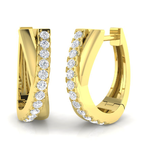 9ct Yellow Gold 0.33ct Diamond Twisted Hoop Earrings