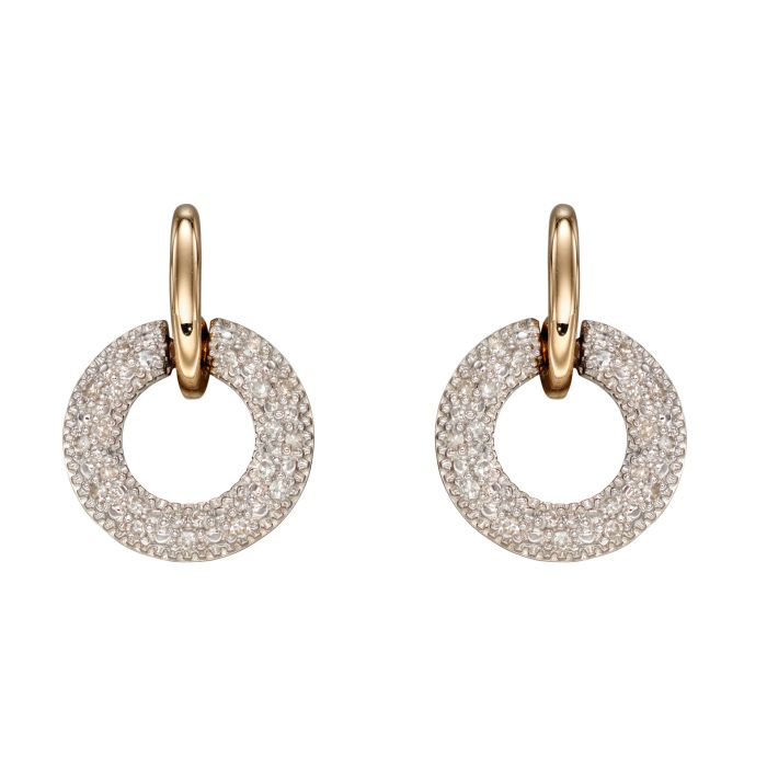 9ct Yellow Gold Diamond Domed Circle Drop Earrings GE2360