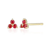 9ct Yellow Gold 0.28ct Ruby And 0.04ct Diamond Cluster Stud Earrings