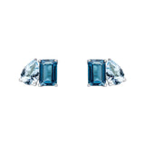 9ct White Gold Toi Et Moi Blue Topaz Stud Earrings GE2473