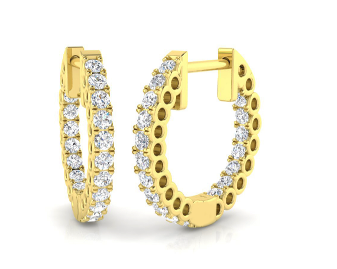 18ct Yellow Gold 0.50ct Diamond Hoop Earrings