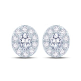 18ct White Gold 0.50ct Oval Cut Diamond Halo Stud Earrings