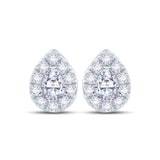 18ct White Gold 0.50ct Pear Cut Diamond Halo Stud Earrings