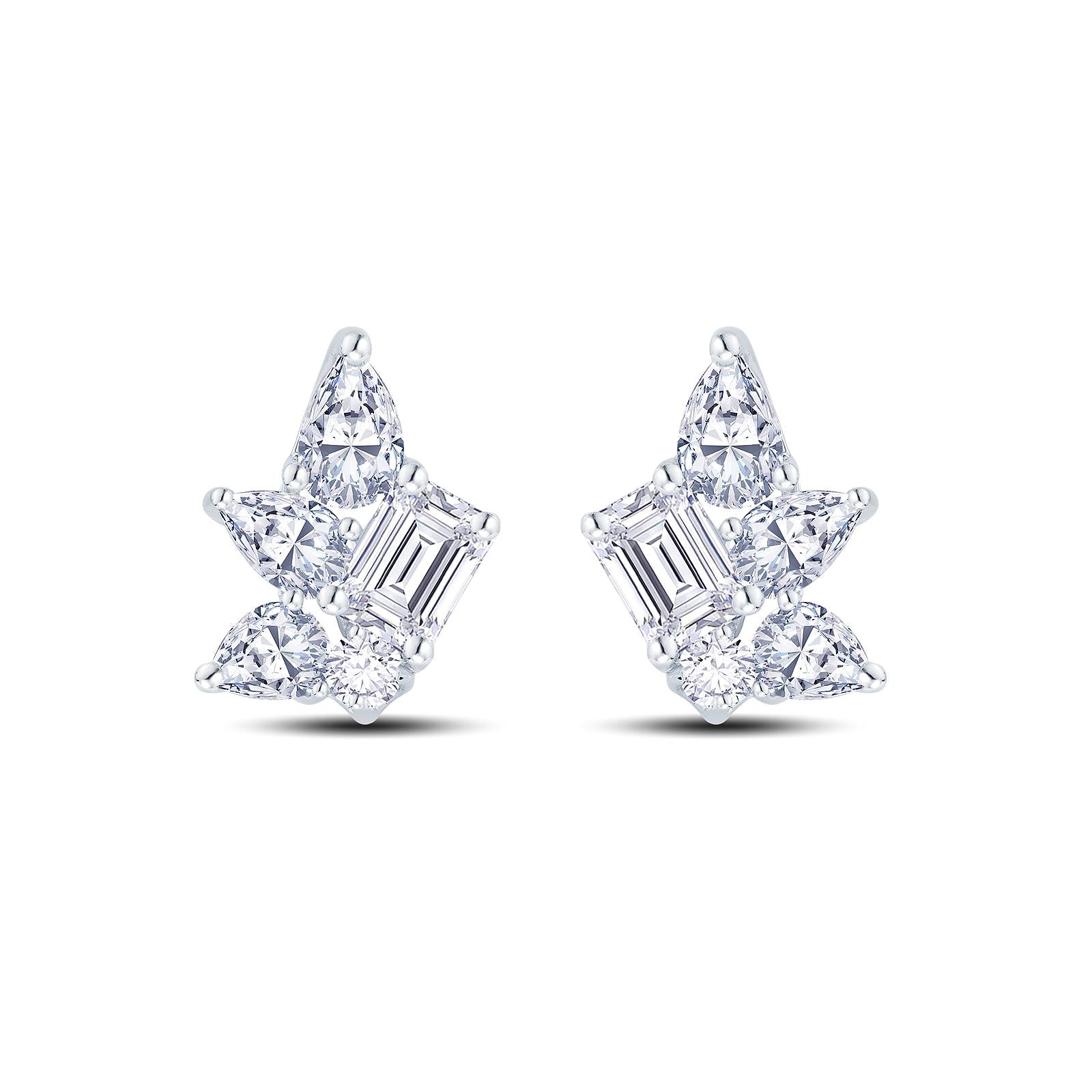 18ct White Gold 0.72ct Diamond Cluster Stud Earrings