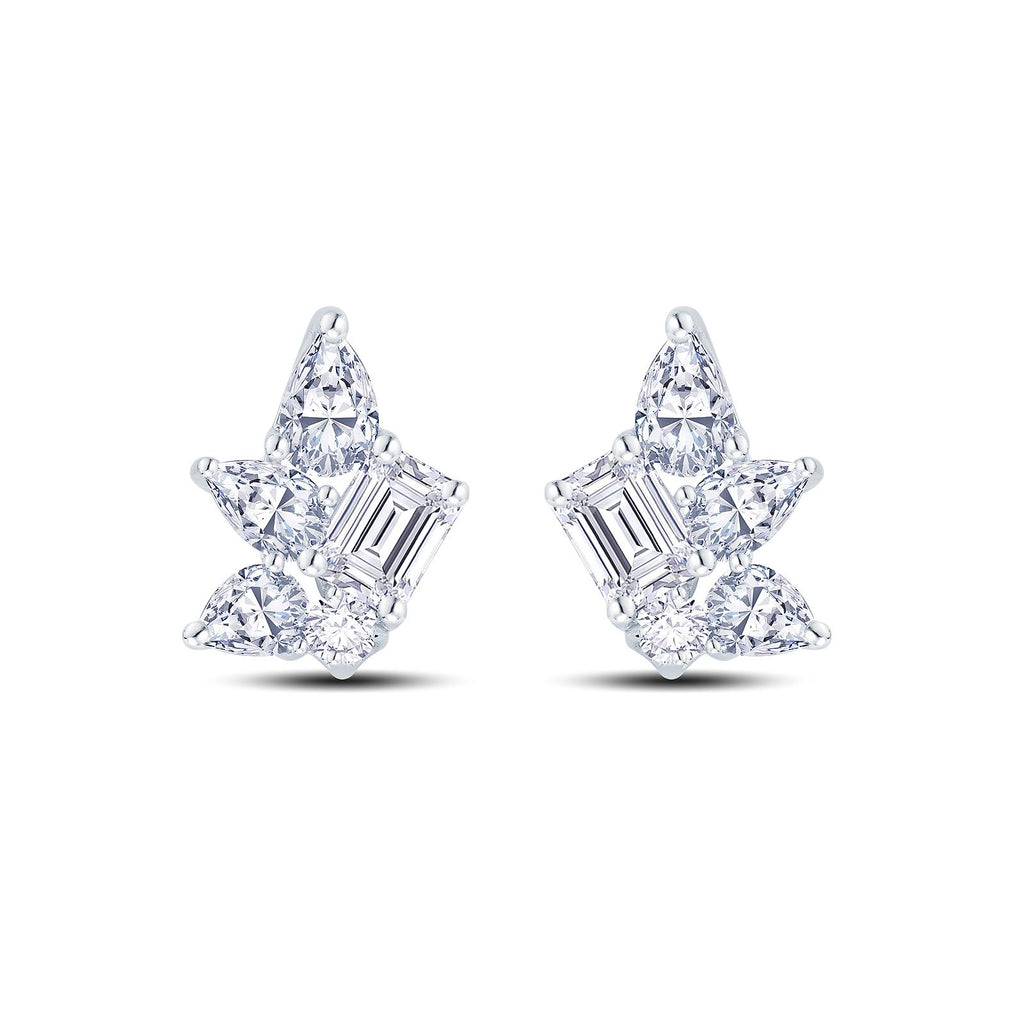 18ct White Gold 0.72ct Diamond Cluster Stud Earrings