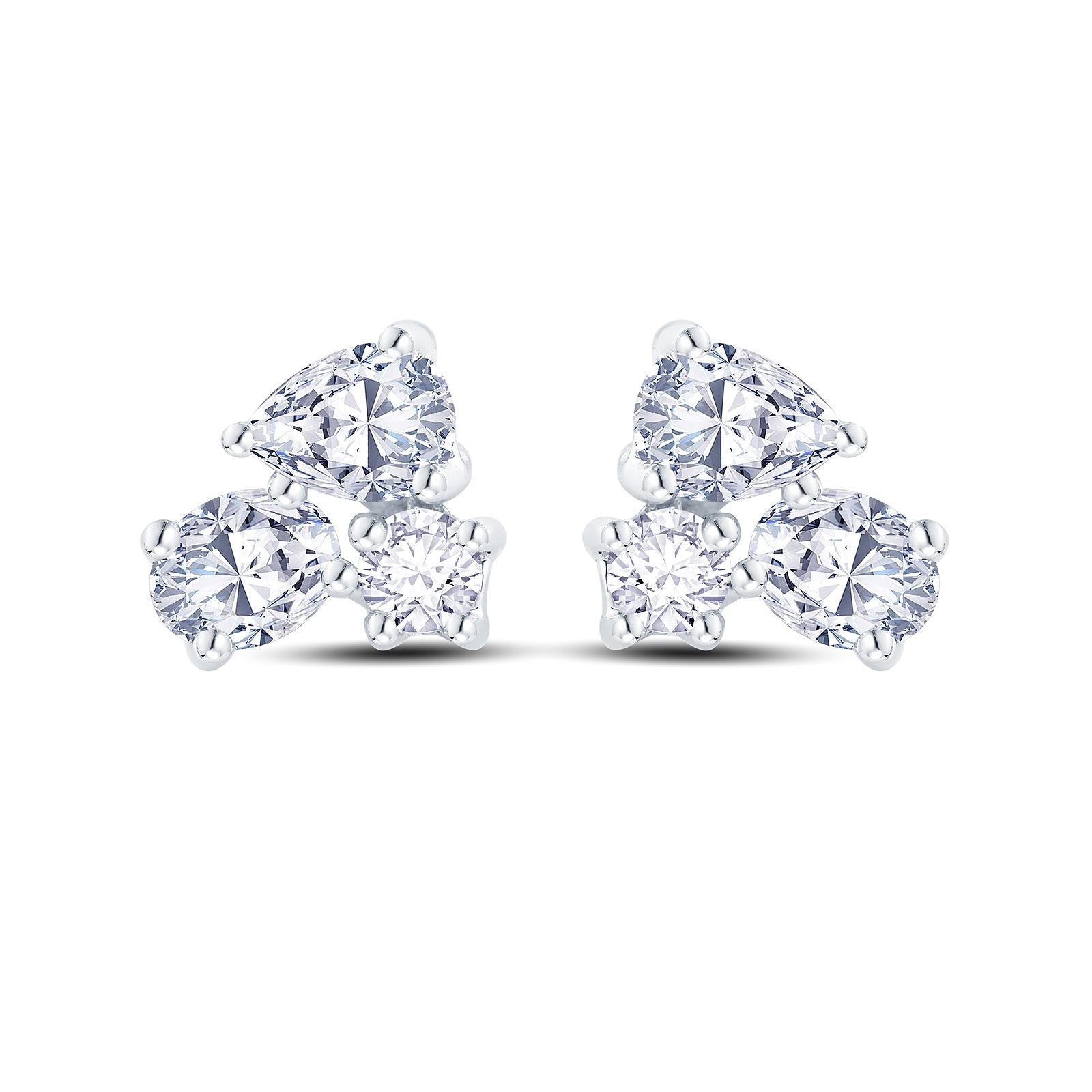 18ct White Gold 0.30ct Diamond Cluster Stud Earrings