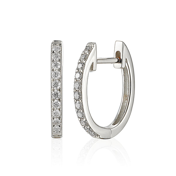 18ct White Gold 0.24ct Micro Set Diamond Hoop Earrings