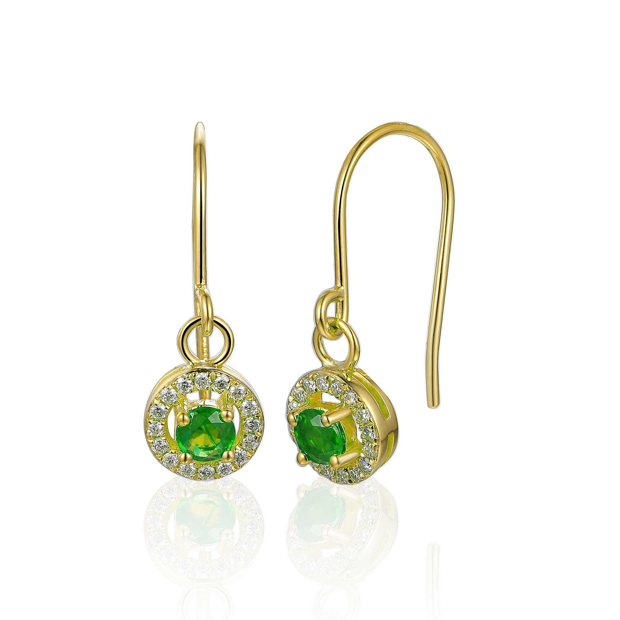 18ct Yellow Gold 0.25ct Emerald And 0.12ct Diamond Drop Hook Earrings