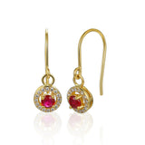 18ct Yellow Gold 0.32ct Ruby And 0.12ct Diamond Drop Hook Earrings