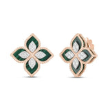 Roberto Coin 18ct Rose Gold Malachite And Diamond Princess Flower Stud Earrings ADV888EA1837_01