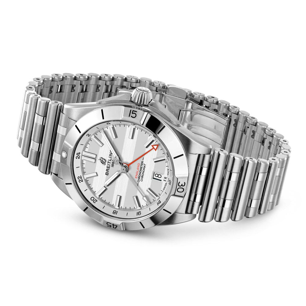 Breitling Chronomat GMT Six Nations England Limited Editon 40mm Silver Dial Automatic Gents Watch A323985B1A1A1