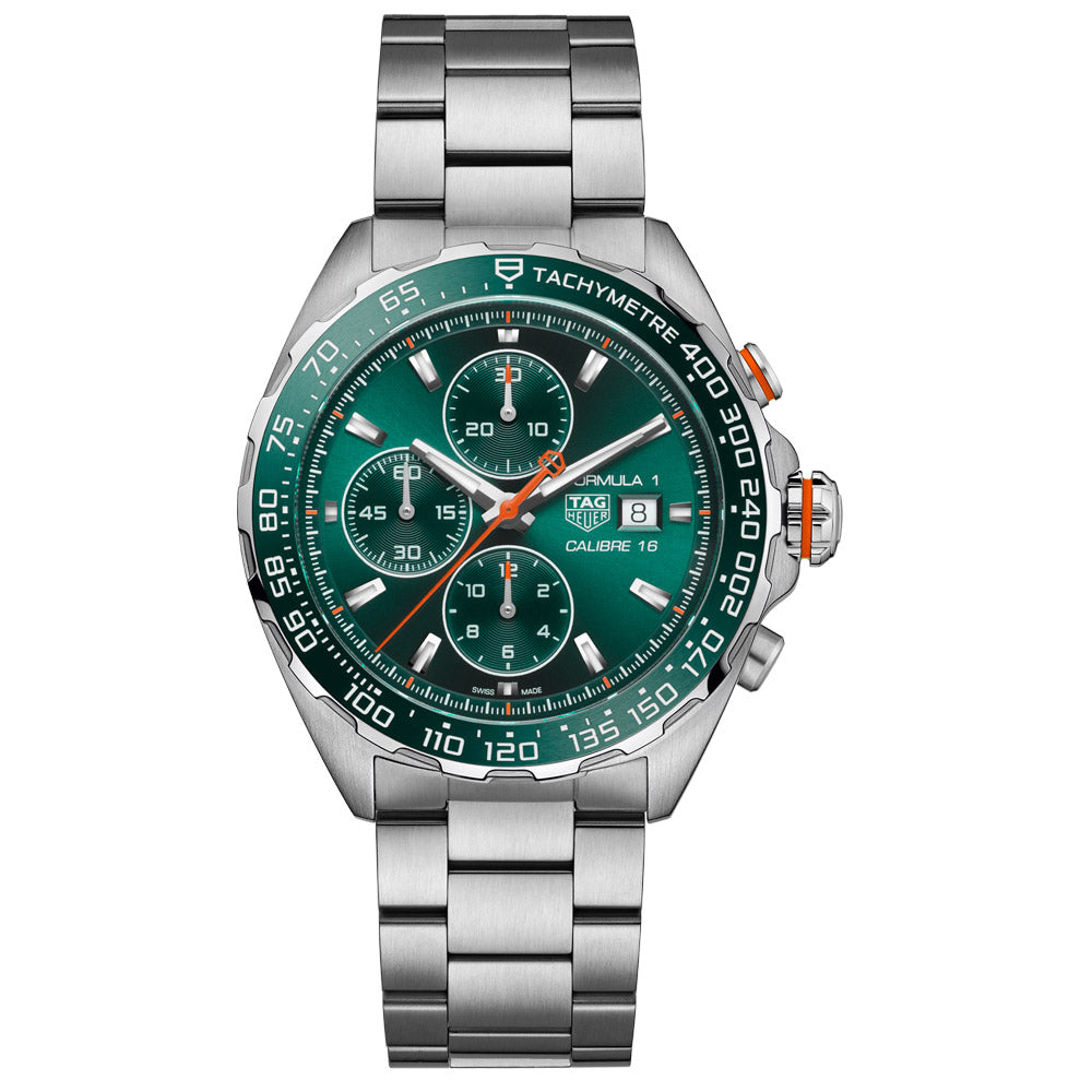 TAG Heuer Formula 1 Chronograph 44mm Green Dial Automatic Gents Watch CAZ201H.BA0876