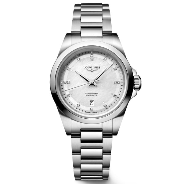 Longines Conquest 30mm MOP Dial Diamond Automatic Ladies Watch L3.320.4.87.6