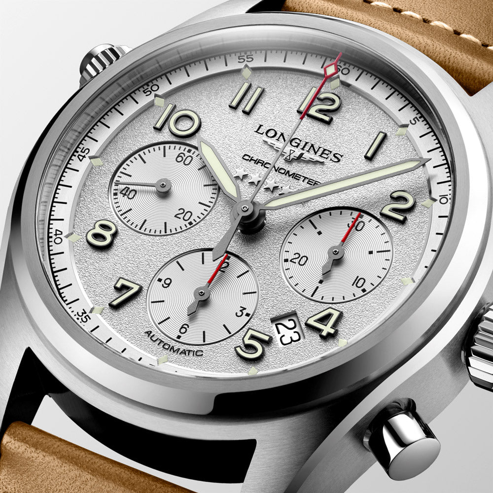 Longines Spirit 42mm Silver Dial Automatic Chronograph Gents Watch L3.820.4.73.2