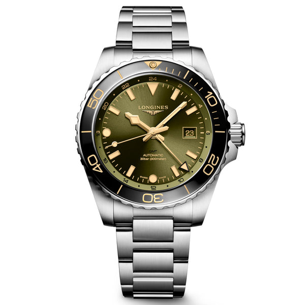 Longines HydroConquest GMT 41mm Green Dial Automatic Gents Watch L3.890.4.06.6