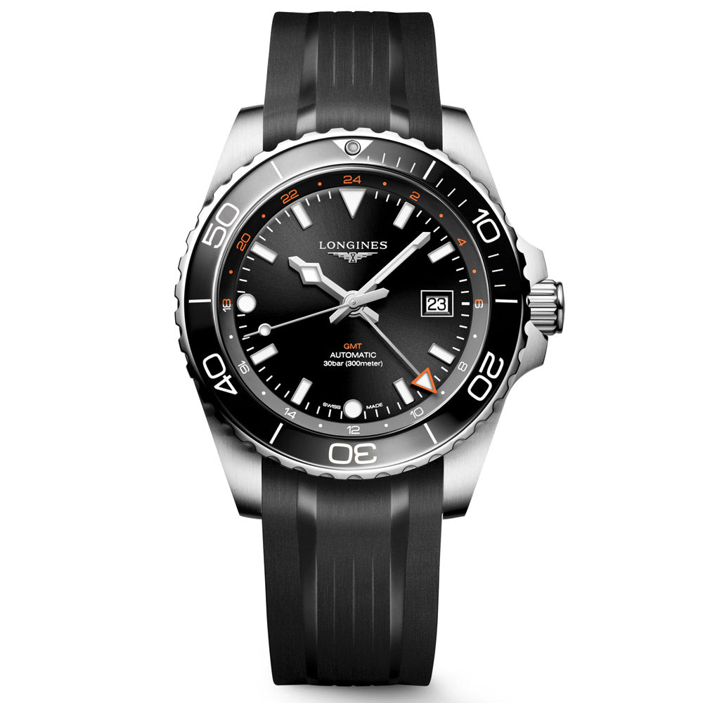 Longines HydroConquest GMT 43mm Black Dial Automatic Gents Watch L3.890.4.56.9