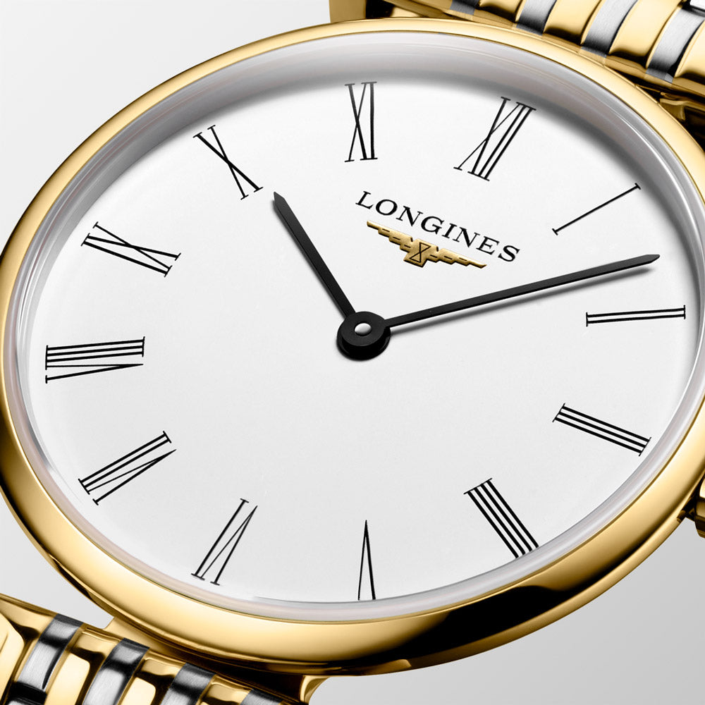 Longines La Grande Classique 24mm White Dial Yellow PVD Steel Ladies Quartz Watch L4.209.2.11.7