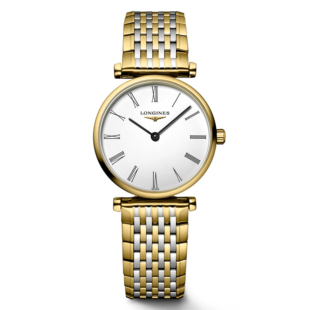 Longines La Grande Classique 24mm White Dial Yellow PVD Steel Ladies Quartz Watch L4.209.2.11.7