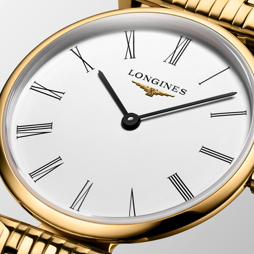 Longines La Grande Classique 24mm White Dial Yellow PVD Steel Ladies Quartz Watch L4.209.2.11.8