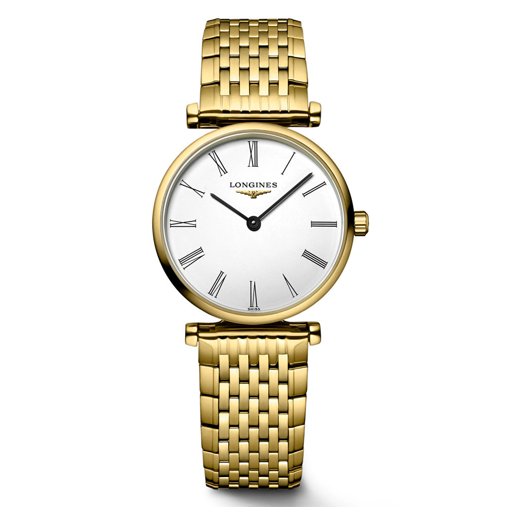 Longines La Grande Classique 24mm White Dial Yellow PVD Steel Ladies Quartz Watch L4.209.2.11.8