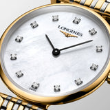 Longines La Grande Classique 24mm MOP Diamond Dot Dial Yellow PVD Steel Ladies Quartz Watch L4.209.2.87.7