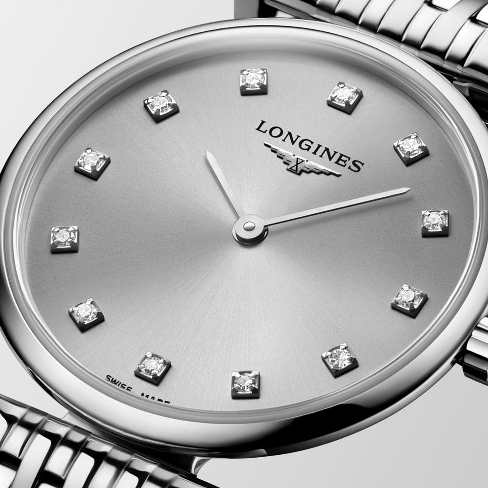 Longines La Grande Classique 24mm Grey Dial Diamond Ladies Quartz Watch L4.209.4.70.6