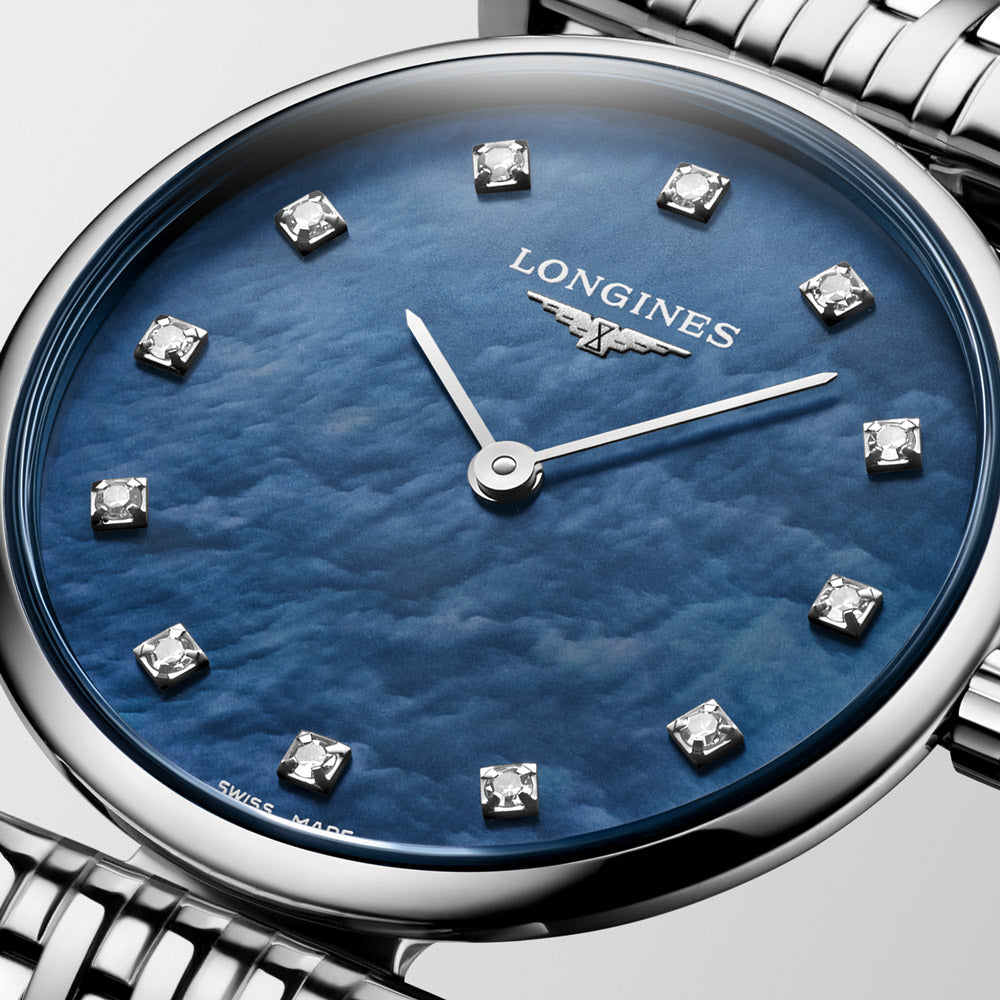 Longines La Grande Classique 24mm Blue MOP Diamond Dot Dial Ladies Quartz Watch L4.209.4.81.6