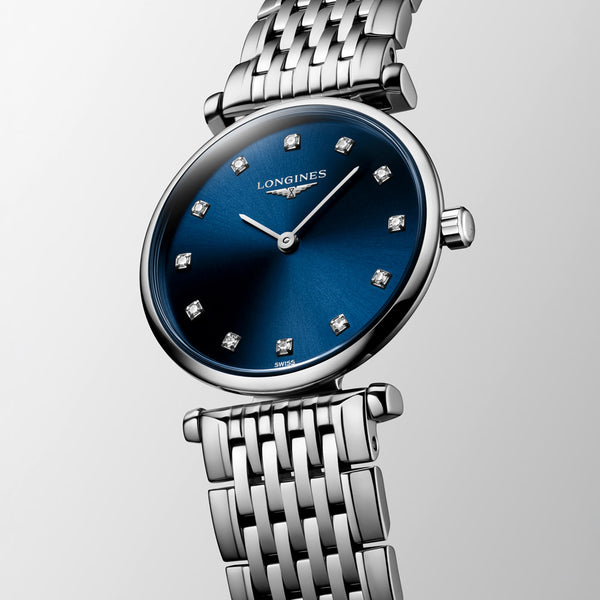 Longines La Grande Classique 24mm Blue Dial Diamond Ladies Quartz Watch L4.209.4.97.6