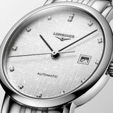 Longines Elegant Collection 29mm Striped Silver Diamond Dot Dial Automatic Ladies Watch L4.310.4.77.6