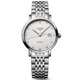 Longines Elegant Collection 29mm Striped Silver Diamond Dot Dial Automatic Ladies Watch L4.310.4.77.6