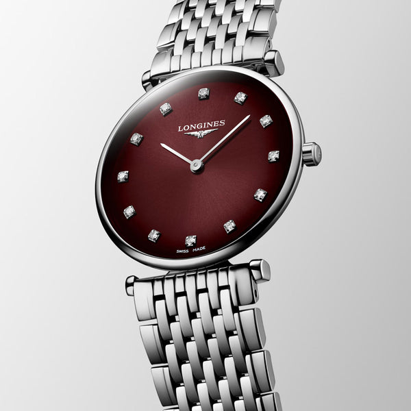 Longines La Grande Classique 29mm Bordeaux Dial Diamond Ladies Quartz Watch L4.512.4.91.6