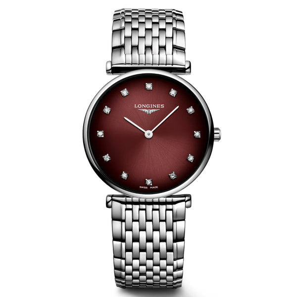 Longines La Grande Classique 29mm Bordeaux Dial Diamond Ladies Quartz Watch L4.512.4.91.6