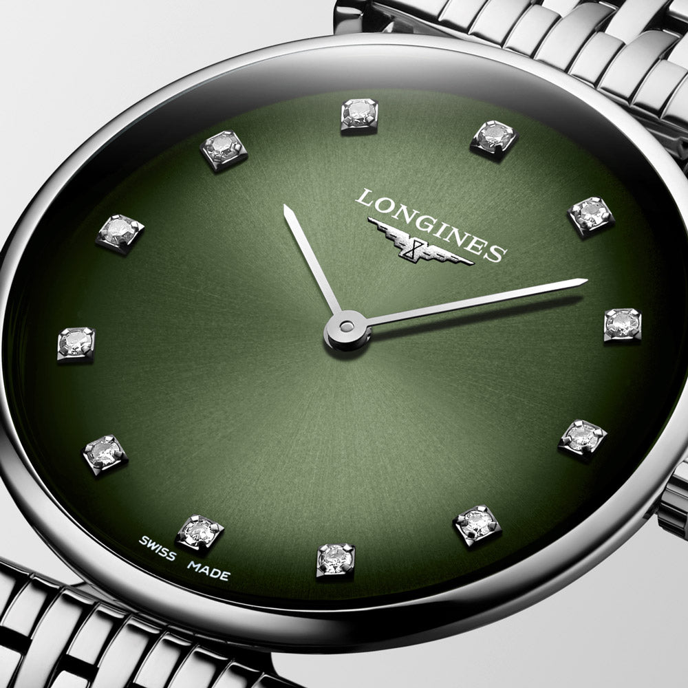 Longines La Grande Classique 29mm Green Dial Diamond Ladies Quartz Watch L4.512.4.92.6