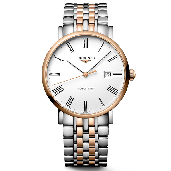 Longines Elegant Collection 39mm White Dial 18ct Rose Gold Capped Steel Automatic Watch L4.910.5.11.7