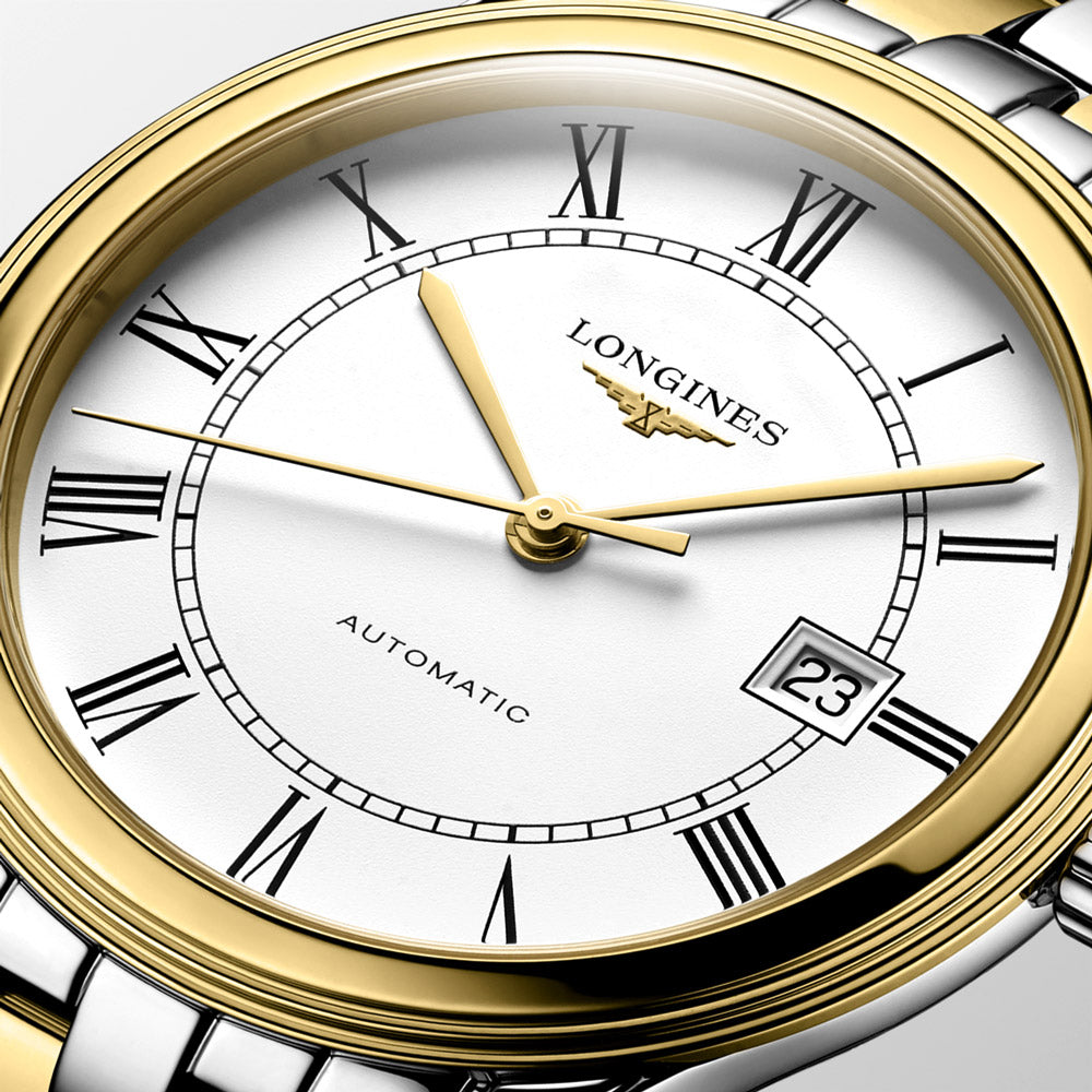 Longines Flagship 40mm White Dial Yellow PVD Steel Automatic Gents Watch L4.984.3.21.7