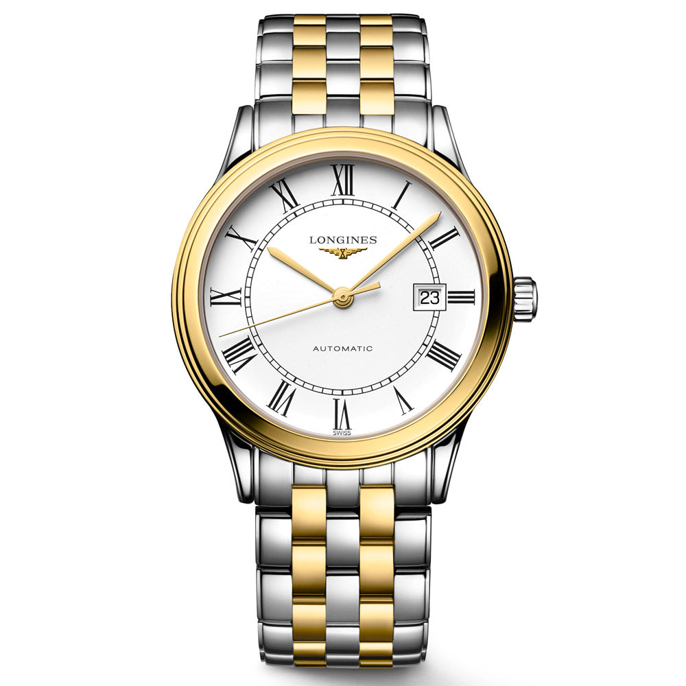 Longines Flagship 40mm White Dial Yellow PVD Steel Automatic Gents Watch L4.984.3.21.7