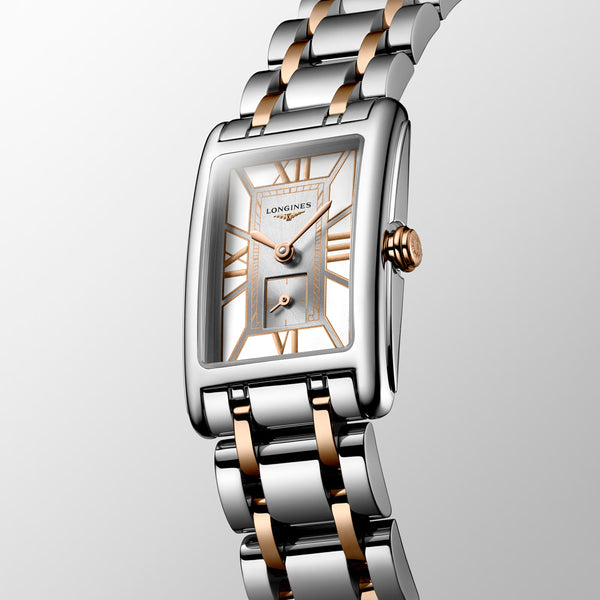 Longines DolceVita White Dial 18ct Rose Gold & Steel Ladies Quartz Watch L5.255.5.75.7