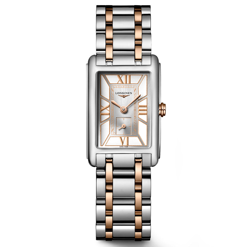 Longines DolceVita White Dial 18ct Rose Gold & Steel Ladies Quartz Watch L5.255.5.75.7