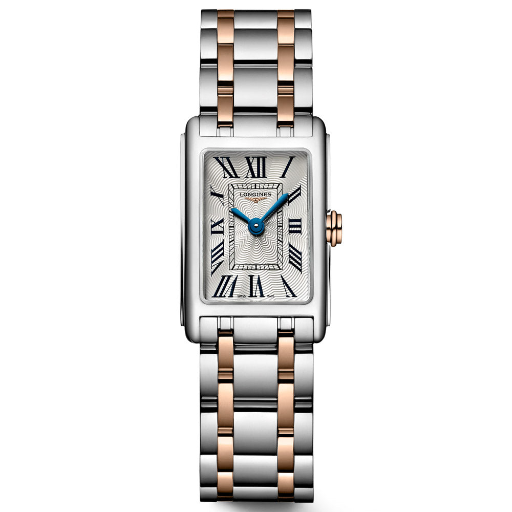 Longines DolceVita Silver Dial 18ct Rose Gold Capped Steel Ladies Quartz Watch L5.258.5.71.7