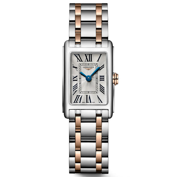 Longines DolceVita Silver Dial 18ct Rose Gold Capped Steel Ladies Quartz Watch L5.258.5.71.7