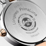 Longines PrimaLuna 30.5mm Taupe Dial Moon Phase 18ct Rose Gold Capped Steel Ladies Quartz Watch L8.115.5.61.7