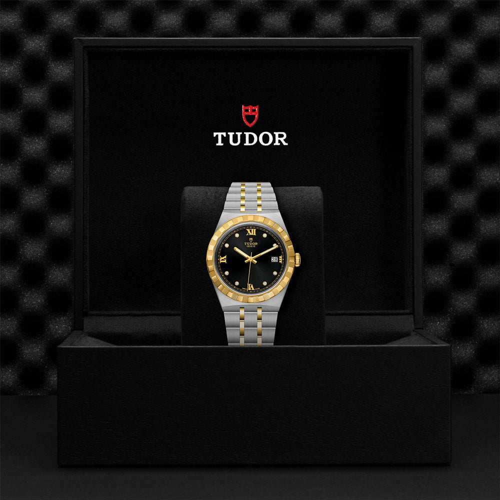 TUDOR Royal 38mm Black Diamoned Set Dial Steel Gold Watch M28503 0004