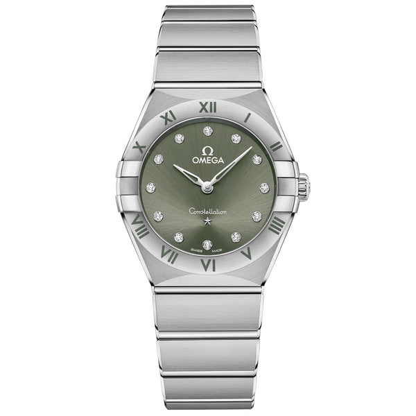 OMEGA Constellation 28mm Green Dial Diamond Ladies Quartz Watch 13110286060001