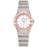 OMEGA Constellation 25mm MOP Dial 18ct Rose Gold & Steel Diamond Ladies Quartz Watch 13120256055001