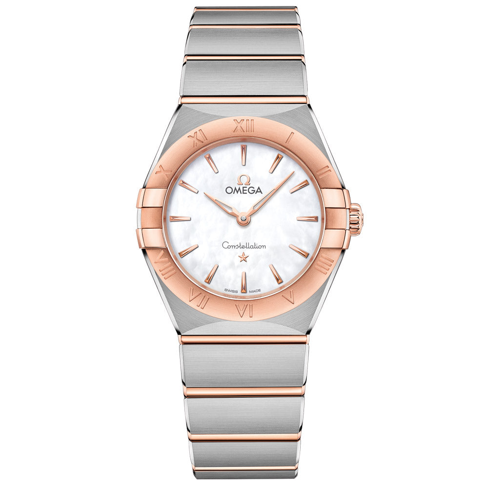 OMEGA Constellation 28mm MOP Dial 18ct Rose Gold & Steel Ladies Quartz Watch 13120286005001