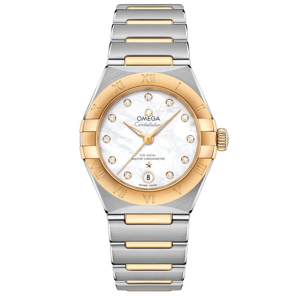 OMEGA Constellation 29mm MOP Dial 18ct Yellow Gold & Steel Diamond Ladies Automatic Watch 13120292055002