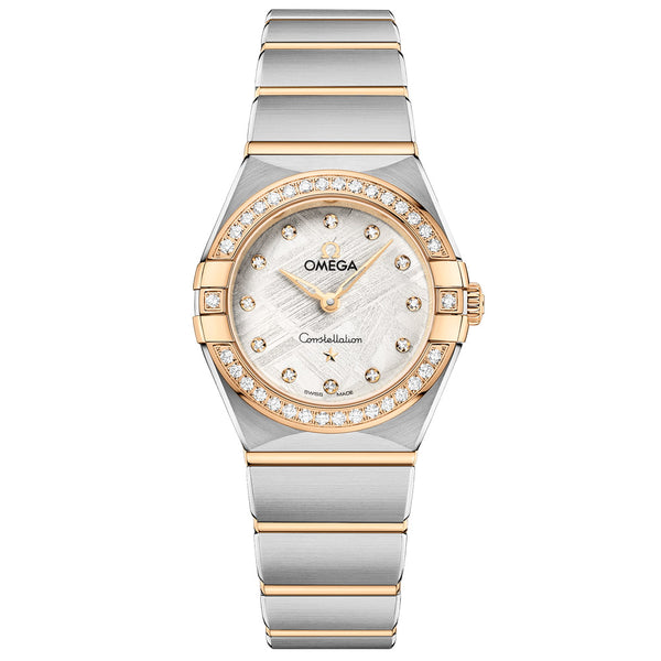 OMEGA Constellation 25mm Grey Diamond Dot Dial Diamond Bezel 18ct Gold and Steel Ladies Quartz Watch 13125256099002