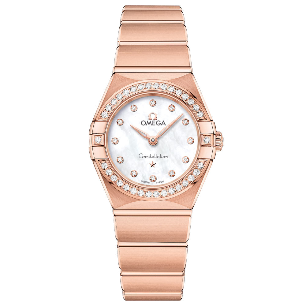 OMEGA Constellation 25mm MOP Dial 18ct Rose Gold & Diamond Ladies Quartz Watch 13155256055001