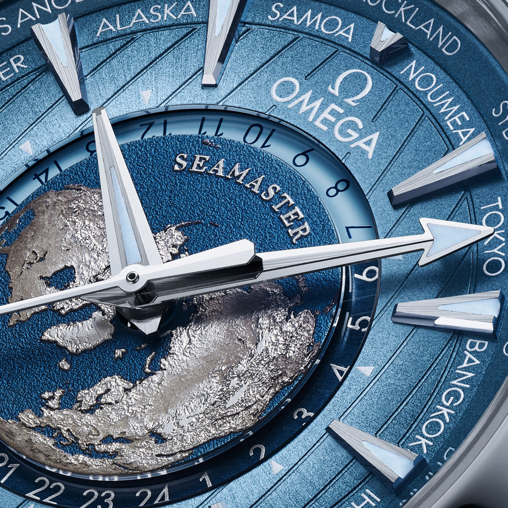 OMEGA Seamaster Aqua Terra 150M GMT Worldtimer 43mm Summer Blue Dial Automatic Gents Watch 22010432203002