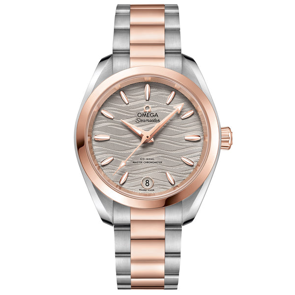 OMEGA Seamaster Aqua Terra 34mm Grey Dial 18ct Rose Gold & Steel Ladies Automatic Watch 22020342006001